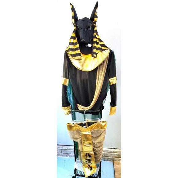 EGYPTIAN ANUBIS cosplay Halloween Costume shirt cape mask adult Medium NO PANTS - Picture 2 of 10